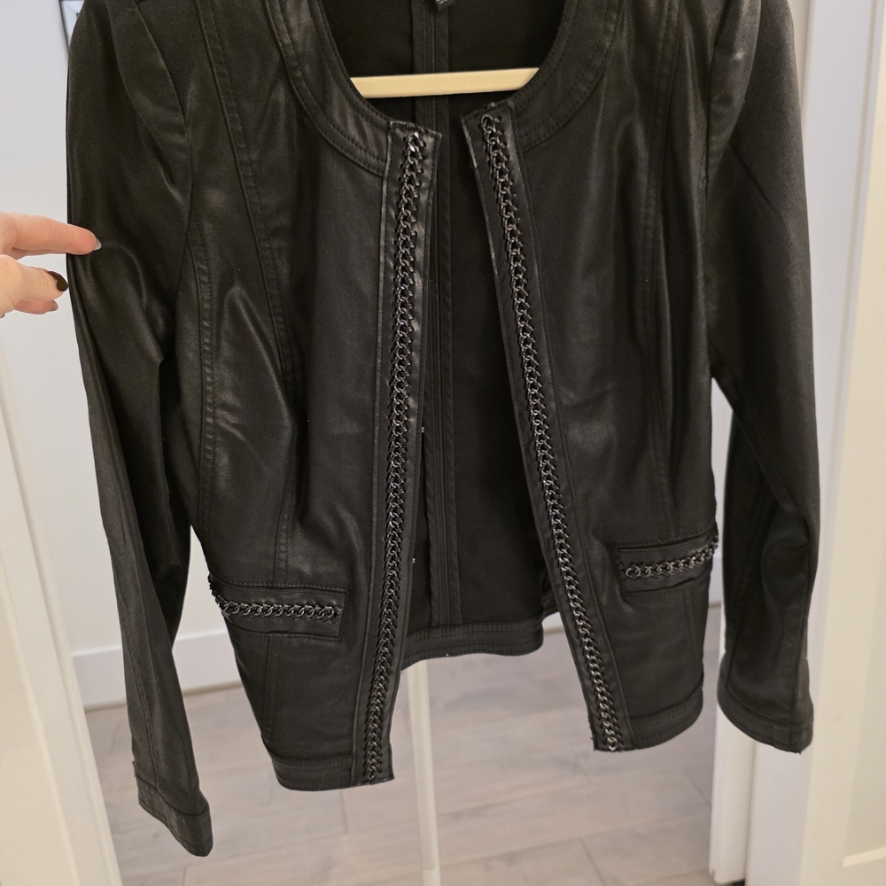 White House Black Market Chain-Trim Leather Jacket